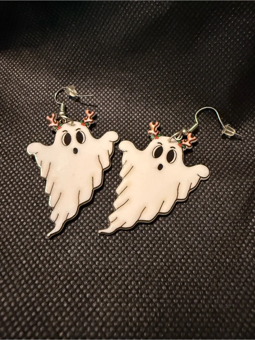 Cute Reindeer Ghost Dangle Earrings - White